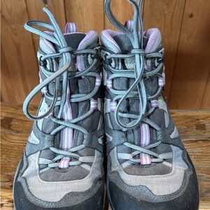 Gray and Pink Asolo Hiking Boots